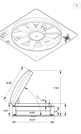 Люк накрышный 40*40 с вентилятором 12V
